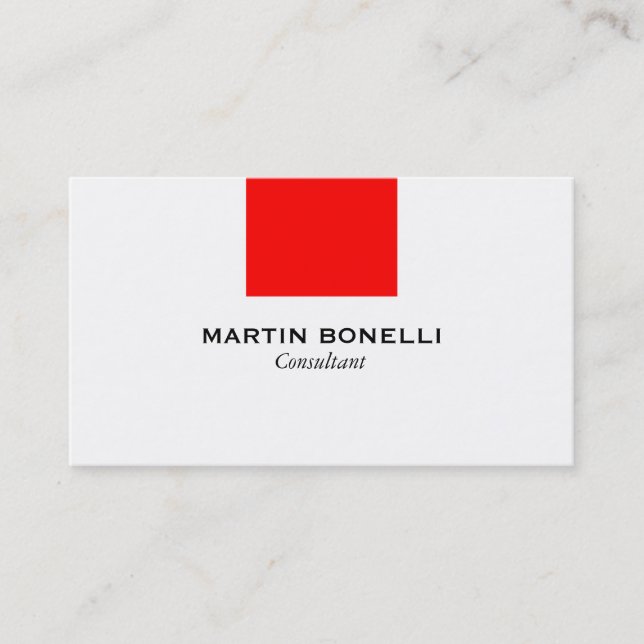 Stylish White Red Stripe Standard Business Card (Front)