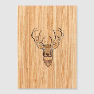 Stylish White Tail Deer Head Light Wood Grain