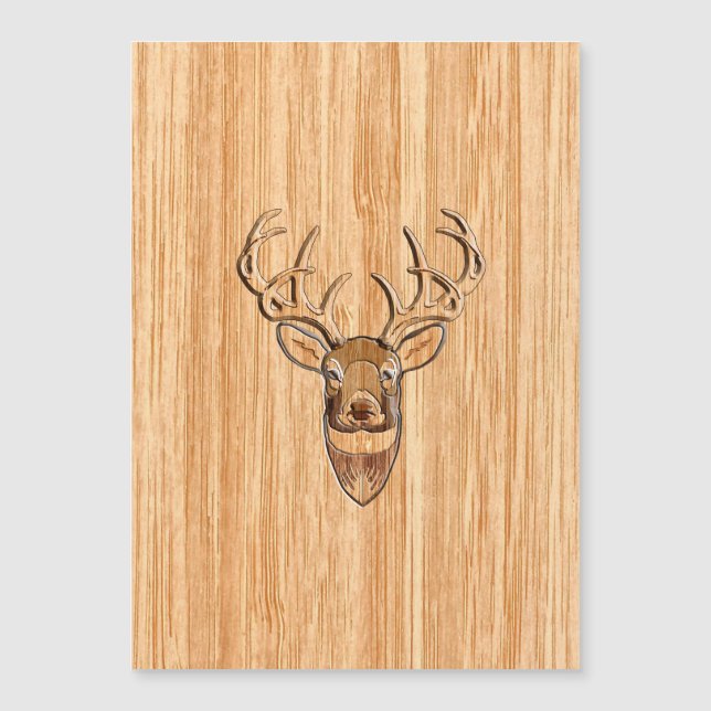 Stylish White Tail Deer Head Light Wood Grain (Front)