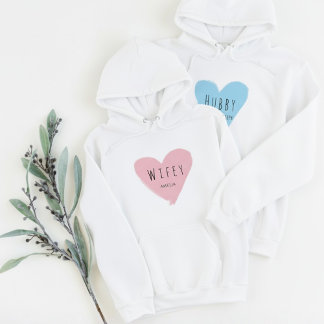 Stylish Wifey Custom Name Perzonalized Couple Set Hoodie