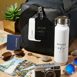 Stylish Wifey Name Date Script Water Bottle Design