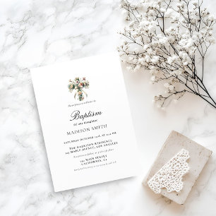 Stylish Wildflower Garden First Holy Baptim Invitation