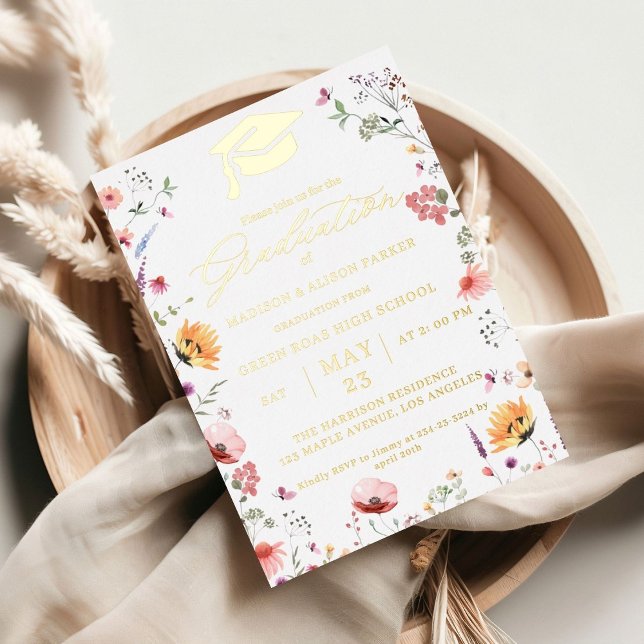 Stylish Wildflower Meadow Garden Twin Graduation (Creator Uploaded)