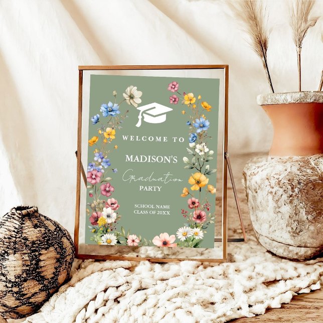 Stylish Wildflower Meadow Graduation Welcome Sign (Creator Uploaded)