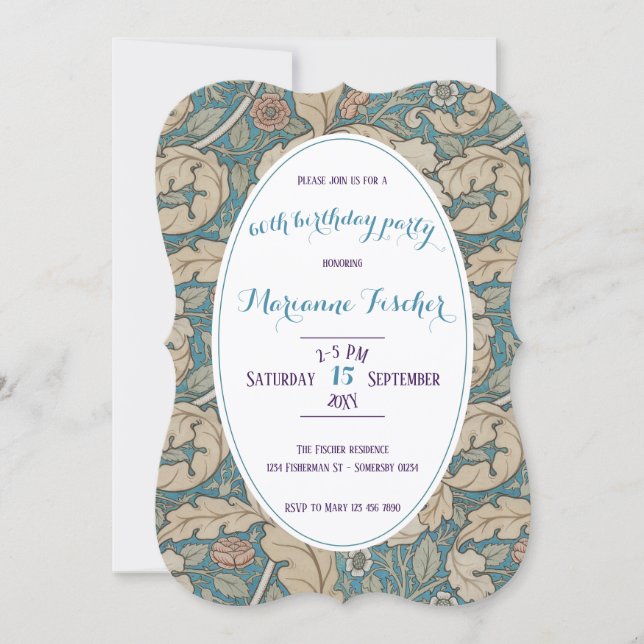 Stylish William Morris botanical 60th birthday (Front)