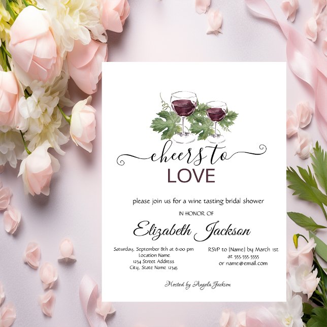Stylish Wine Tasting Burgundy Bridal Shower Invitation (Creator Uploaded)