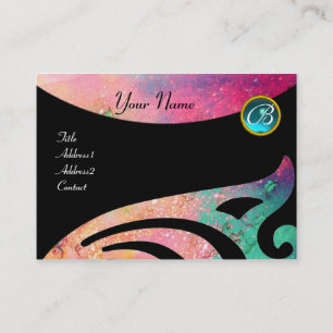 STYLISH WINGS MONOGRAM ,AQUA BLUE ,pink,green,teal Business Card