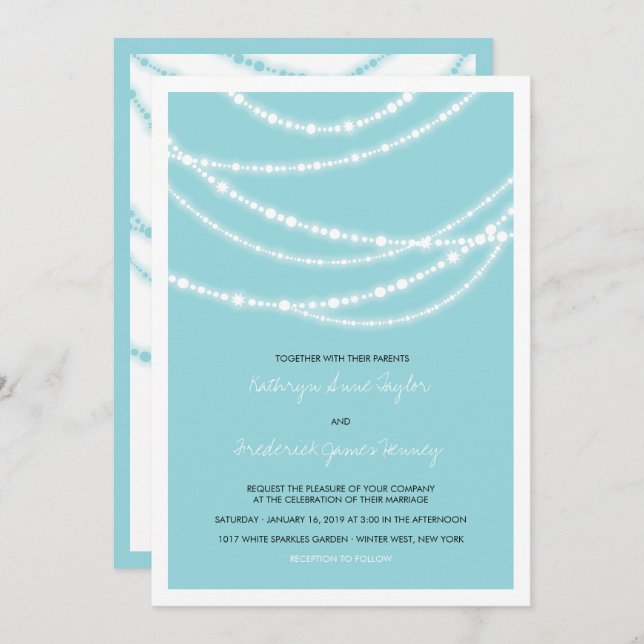 Stylish Winter Sparkles Glow Wedding 2in1 Invite (Front/Back)