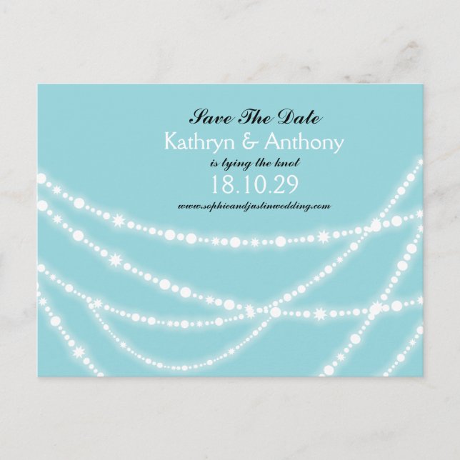 Stylish Winter Sparkling Lights Chic Save The Date Announcement Postcard (Front)