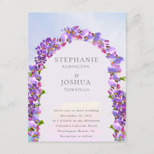 Stylish Wisteria Watercolor Wedding Invitation Postcard