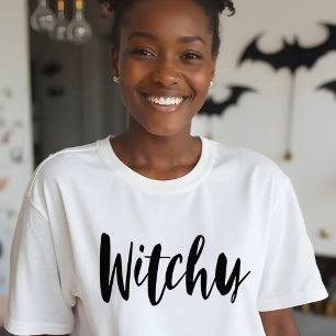 Stylish Witchy black Brush Script Halloween Tri-Blend Shirt