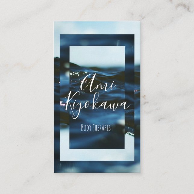 stylish with a dark blue water surface business card (Front)
