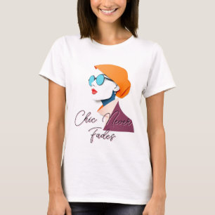 Stylish Woman in Retro Fashion T-Shirt