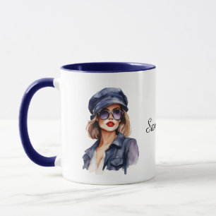 Stylish Woman Wearing a Hat Mug