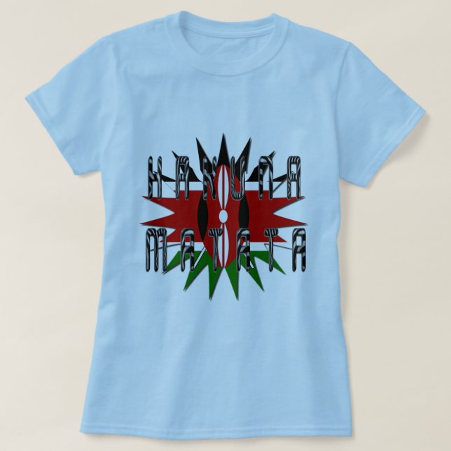 Stylish Women Basic Blue Jambo Kenya Hakuna Matata T-Shirt (Design Front)