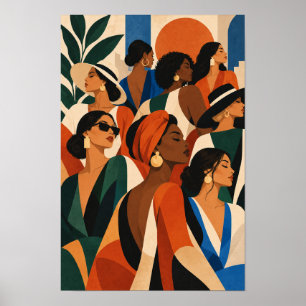 Stylish Women in Bold Colours Modern Wall Art