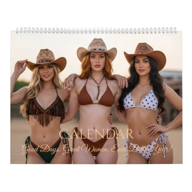 Stylish Women in Cowboy Hats & Western Scenes Calendar (Cover)