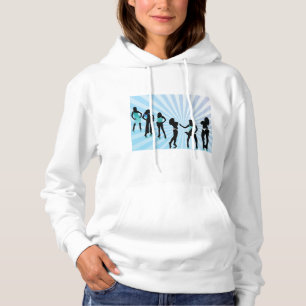 Stylish Women Silhouettes Teal Blue Fashion Hoodie