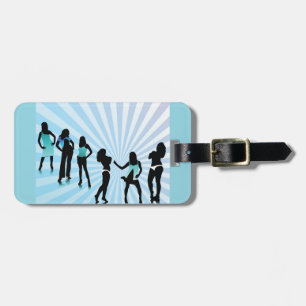 Stylish Women Silhouettes Teal Blue Fashion Luggage Tag