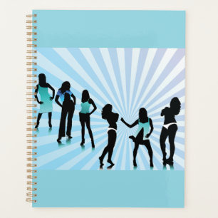Stylish Women Silhouettes Teal Blue Fashion Planner