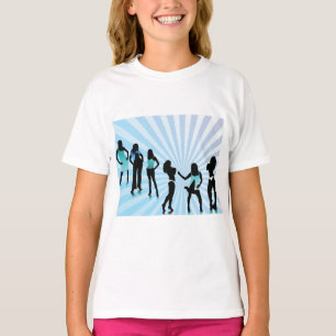 Stylish Women Silhouettes Teal Blue Fashion T-Shirt