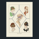 Stylish Women's Hats French Illustration Art Deco Poster<br><div class="desc">A vintage print from the early 20th century by illustrator Jeanne Duc.

This image may have flaws due to the age of the original print. In addition,  Sugar Paper Shop has altered the images,  which are in the public domain,  in order to clean them up and improve color saturation.</div>