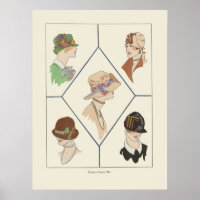 Stylish Women's Hats French Illustration Art Deco