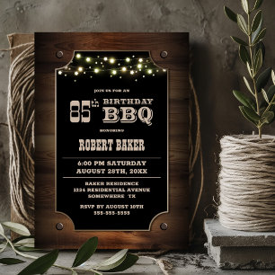 Stylish Wood 85th Birthday BBQ Invitation