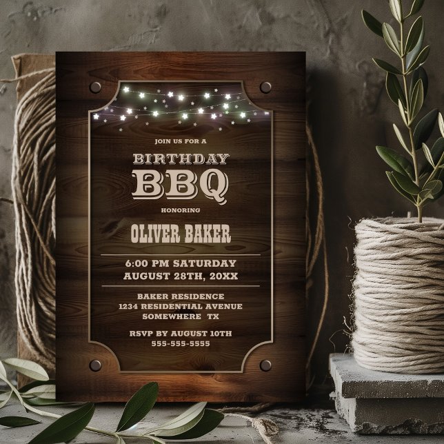 Stylish Wood Birthday BBQ Invitation (Creator Uploaded)