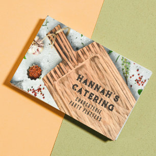Stylish Wood Cutting Board Cooking Rustic Script Business Card