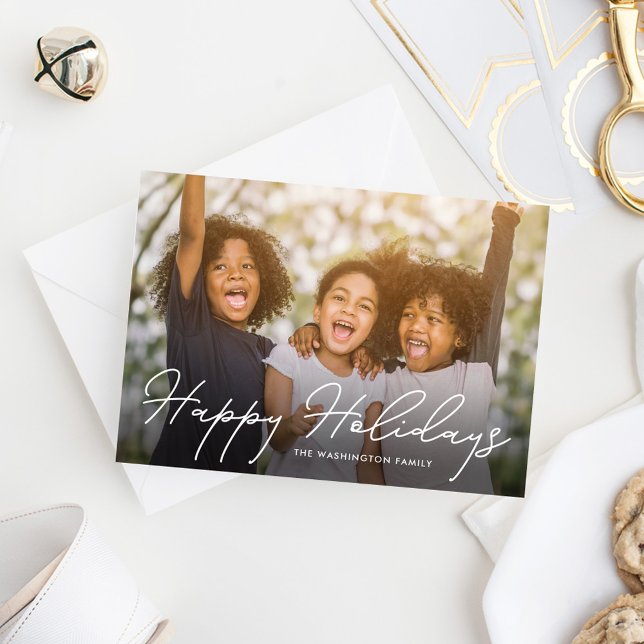 Stylish Writing Holiday Photo Card (Creator Uploaded)