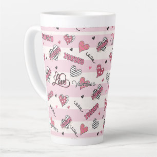 Stylish XOXO Valentine's Day Patterned Latte Mug