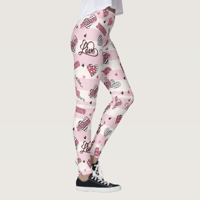 Stylish XOXO Valentine's Day Patterned  Leggings (Right)