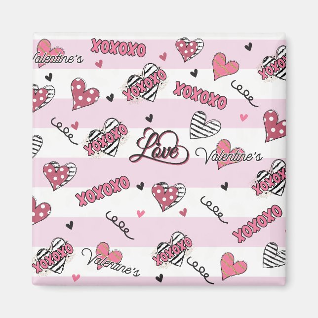 Stylish XOXO Valentine's Day Patterned   Magnet (Front)