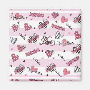 Stylish XOXO Valentine's Day Patterned   Magnet