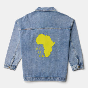 Stylish Yellow Africa Continent Map Denim Jacket