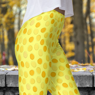 Stylish Yellow and Lazer Lemon Polka Dot Pattern Leggings