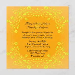Stylish Yellow and Orange Wedding Invitation