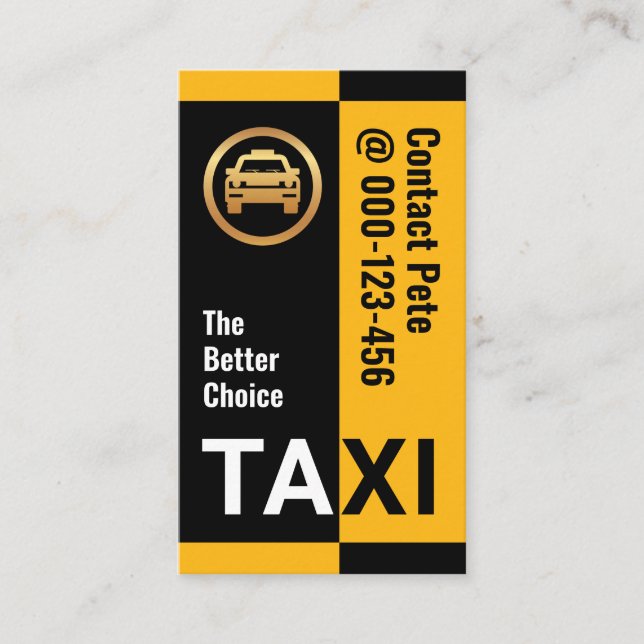Stylish Yellow Black Taxi Stripes Business Card (Front)
