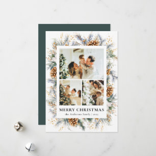 Stylish Yellow Botanical Photo Frame Christmas Holiday Card