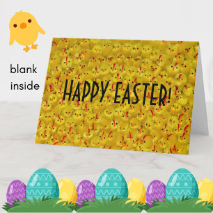 Stylish yellow chicks Happy Easter folded card 