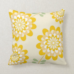 Stylish Yellow Floral Pattern - Cream Cushion