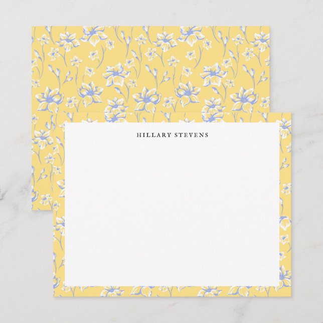 Stylish Yellow Flowers Border Card (Front/Back)