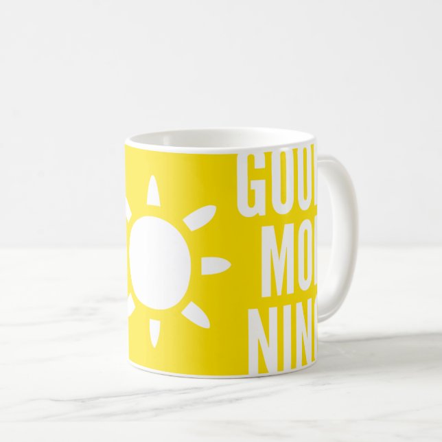 Stylish Yellow Good Morning Sun Tea Coffee Mug (Front Right)