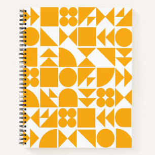 Stylish Yellow Modern Geometric Shapes Pattern Notebook