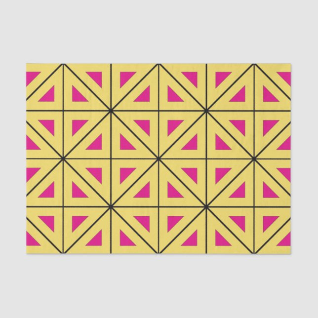 Stylish Yellow & Pink Geometric Pattern Tissue Paper (Front)