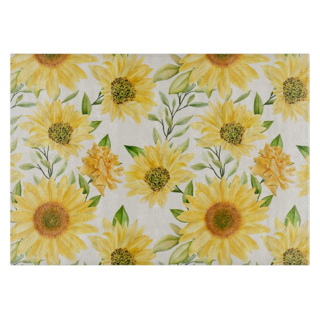 Stylish yellow sunflowers pattern cutting board (Front)