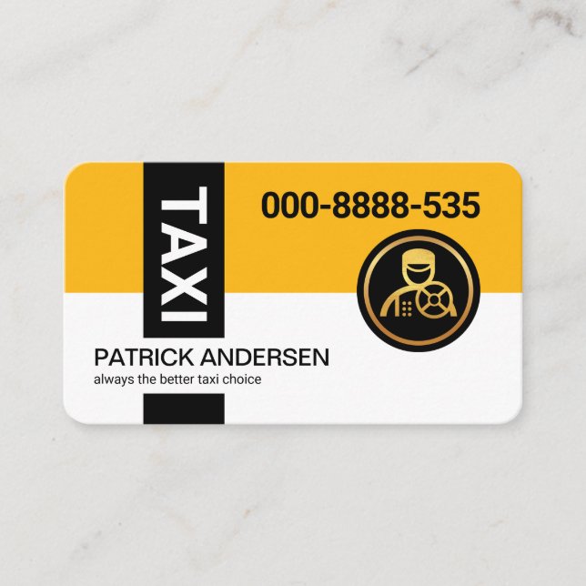 Stylish Yellow Taxi Colour Layer Driving Business Card (Front)