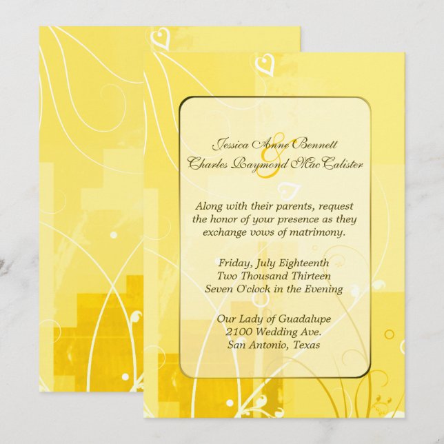 Stylish Yellow Wedding Invitation (Front/Back)