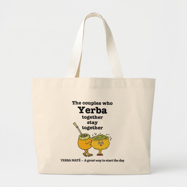 Stylish YERBA MATE Couples Large Tote Bag (Front)
